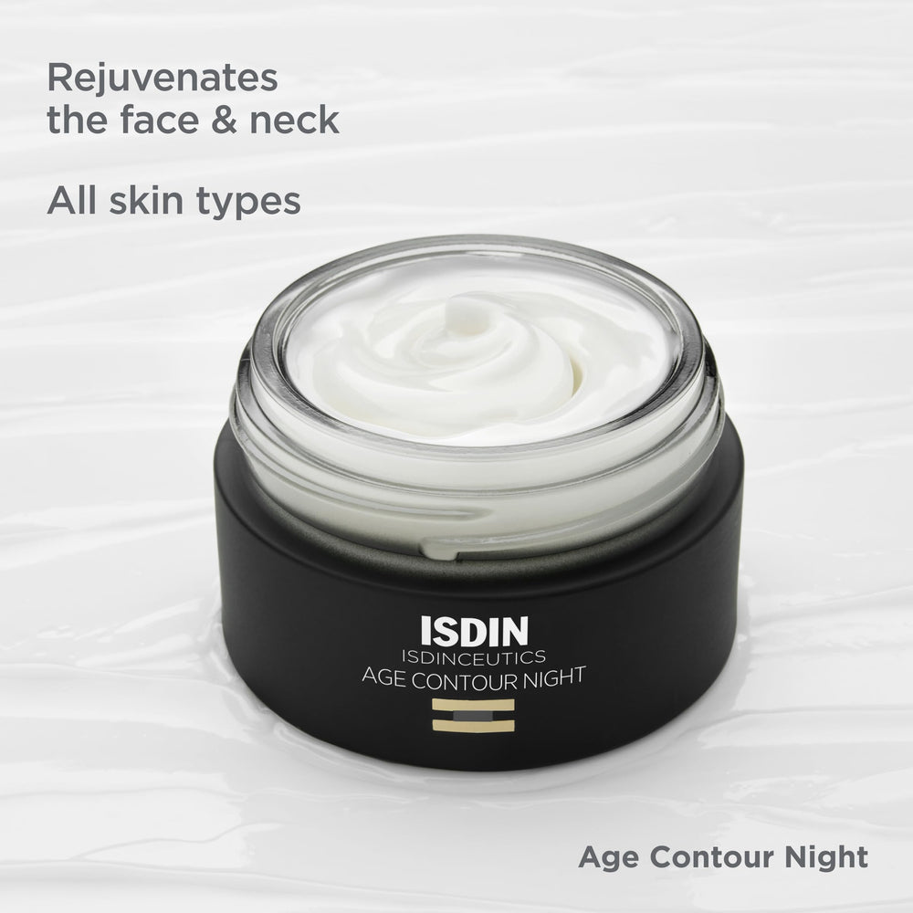 ISDIN Age Contour Night Cream swirl texture reveals a rich, non-greasy finish.