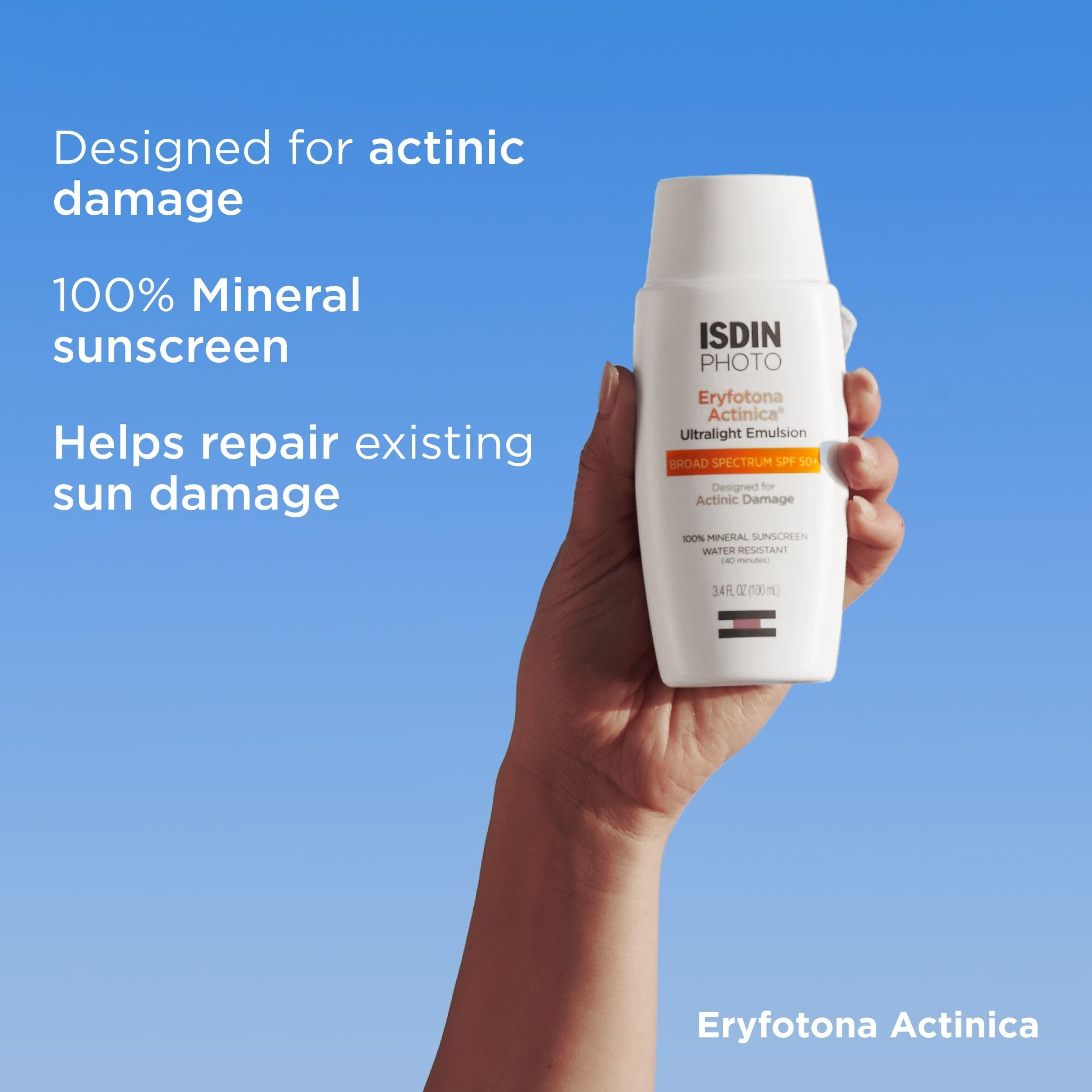 ISDIN Eryfotona Actinica mineral formula graphic emphasizes zinc oxide protection