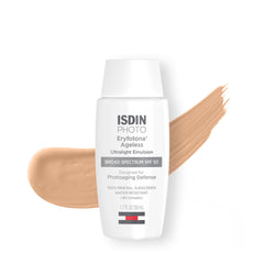 ISDIN Eryfotona Ageless tinted sunscreen bottle showing mineral UV protection