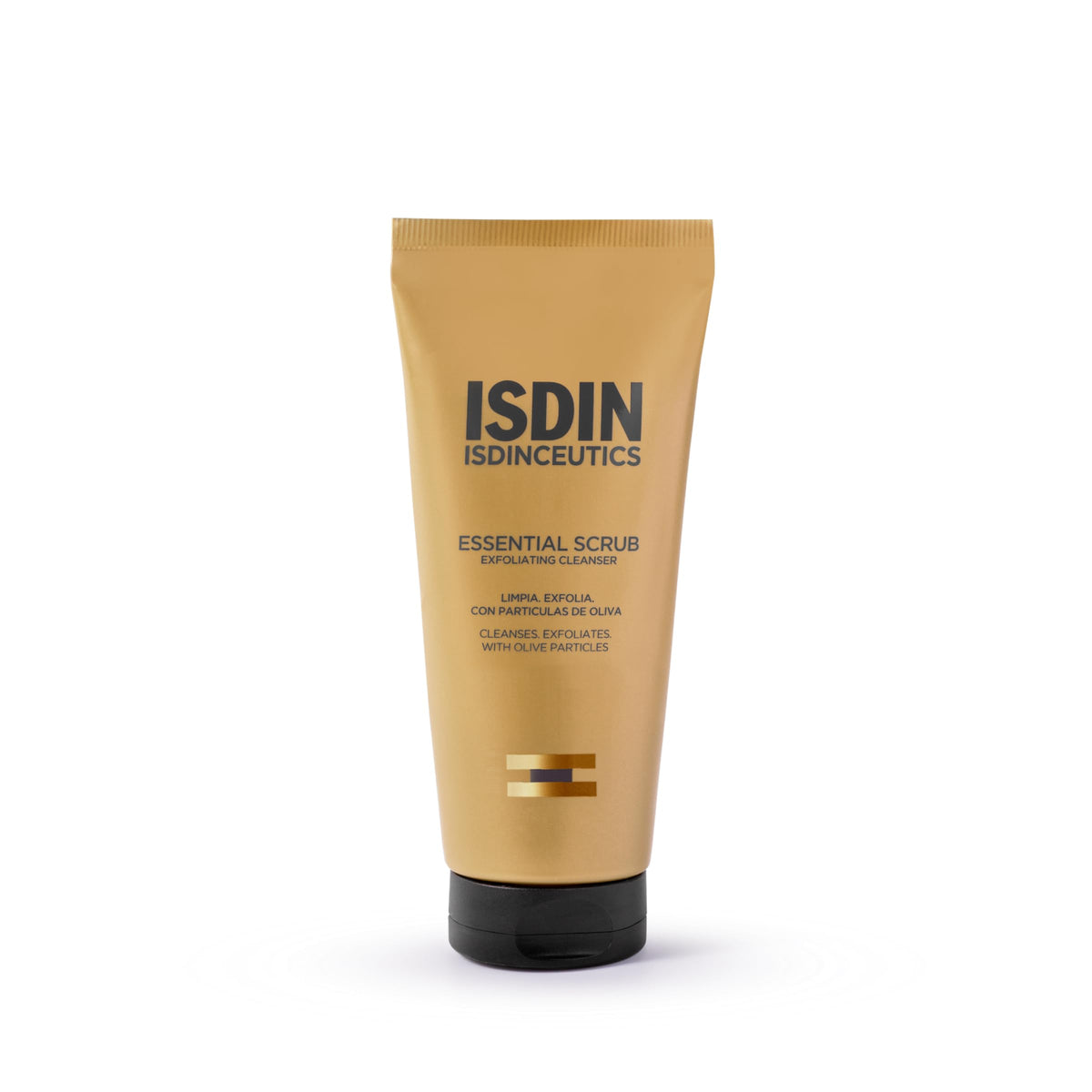 ISDIN Essential Scrub gentle exfoliating particles for a deep cleanse and smoother skin.