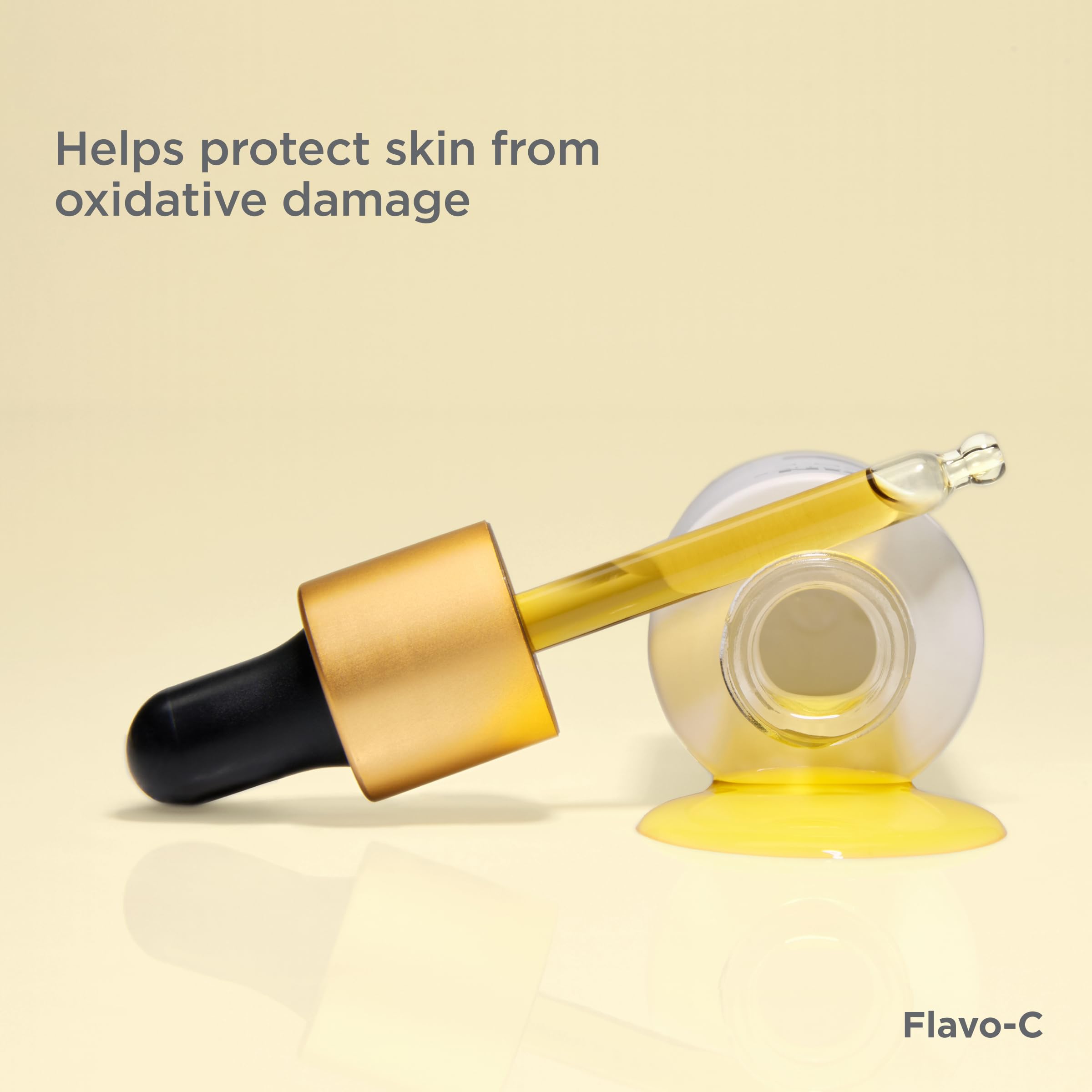 Morning routine with Flavo-C bottle on clean vanity.