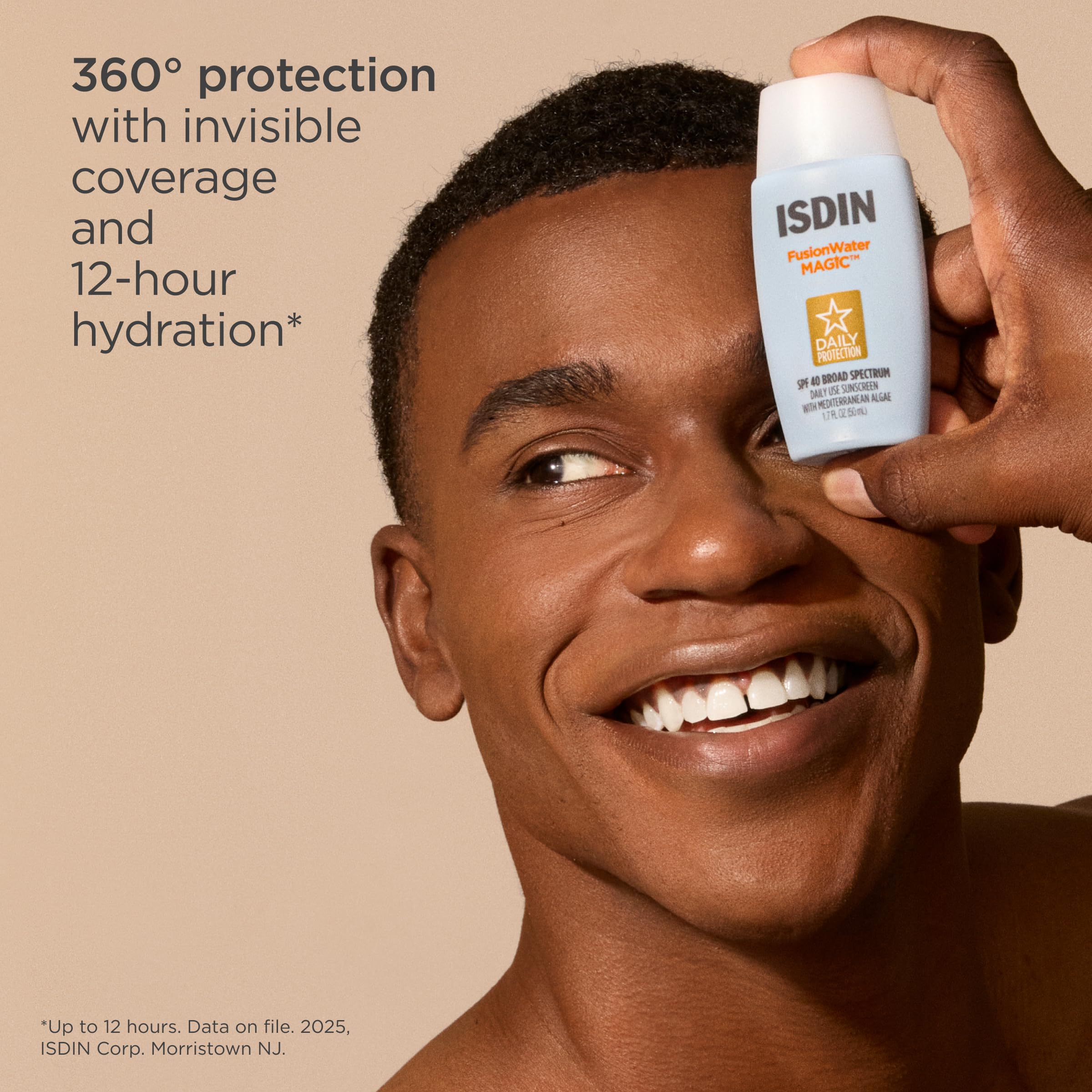 Swatch showing no white cast on skin with Fusion Water MAGIC