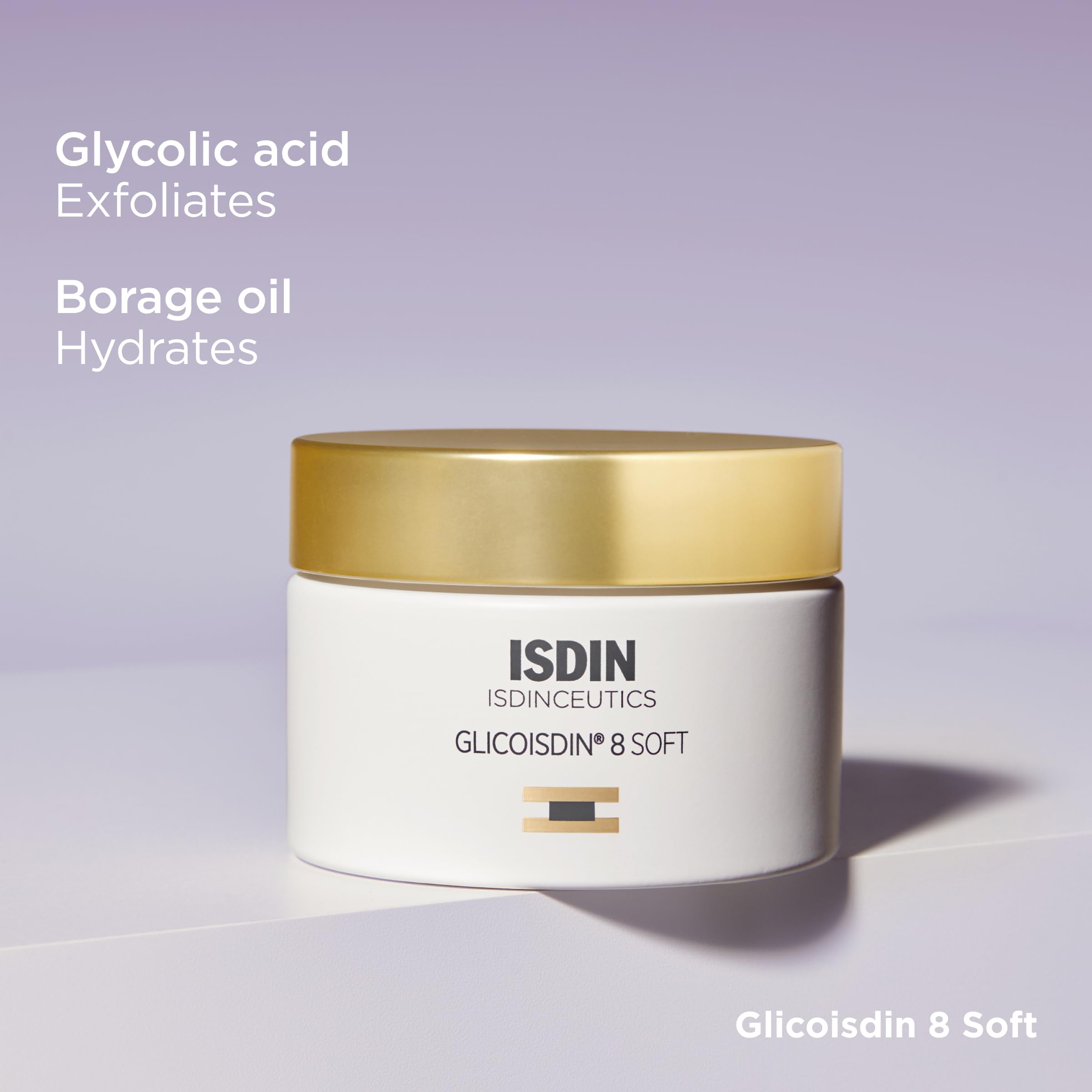 ISDIN Glicoisdin8 Soft dermatologist-tested stamp on packaging