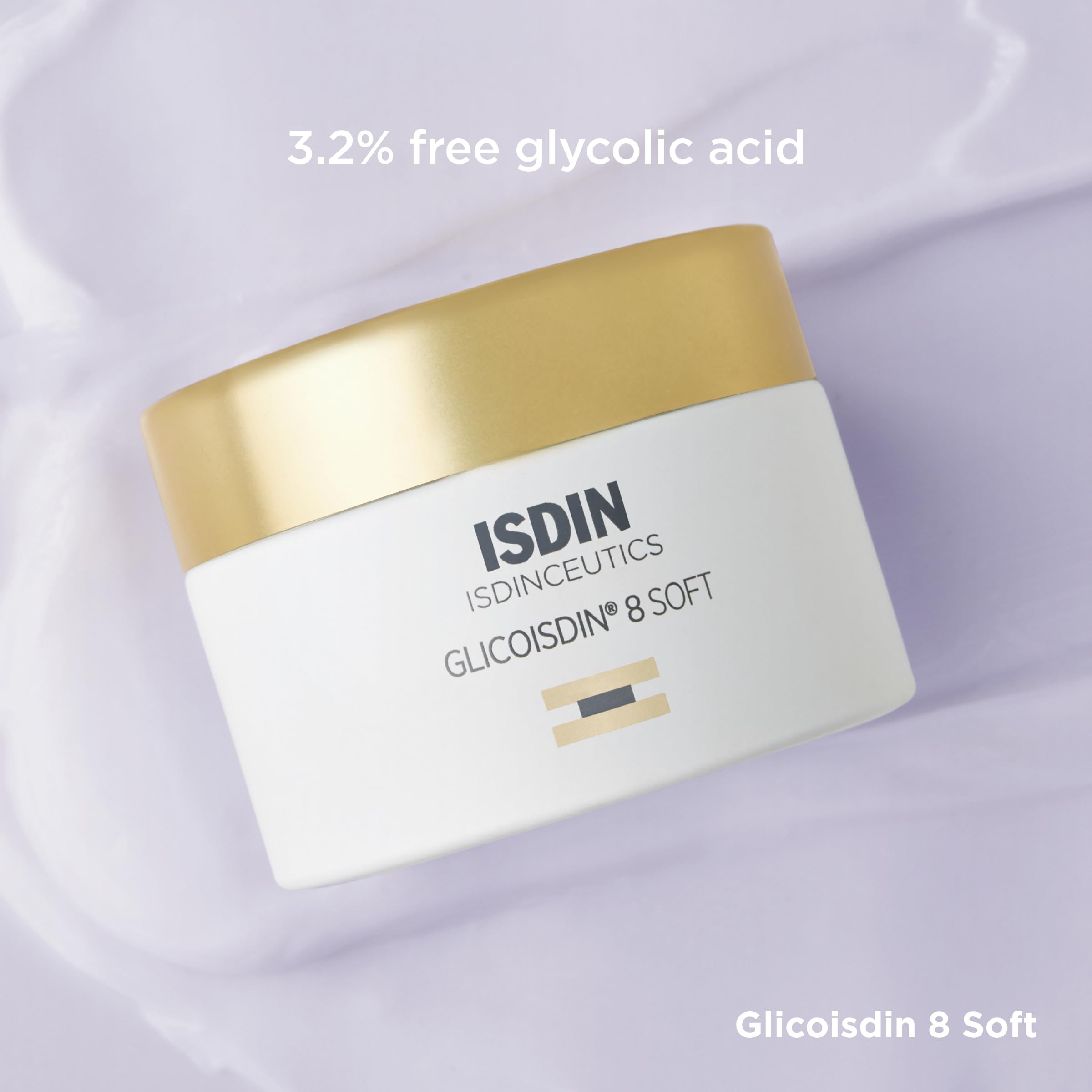ISDIN Glicoisdin8 Soft ingredient list featuring glycolic acid