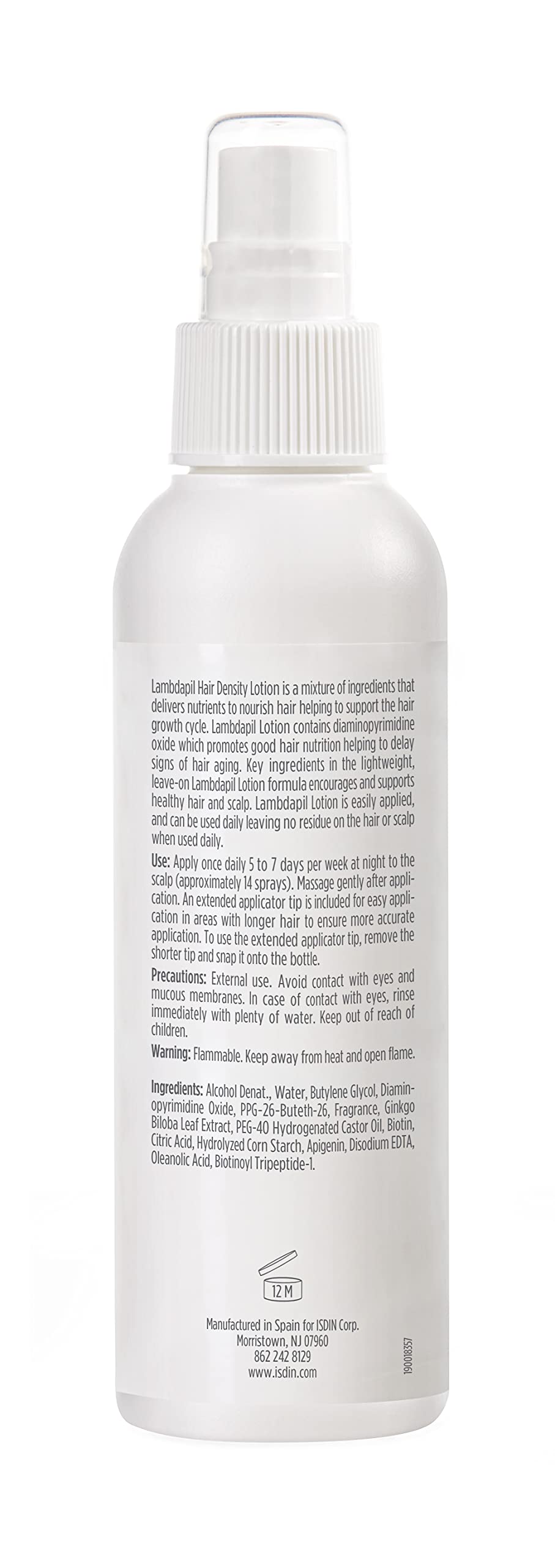 ISDIN Lambdapil Hair Lotion close-up shows smooth, light non-greasy texture