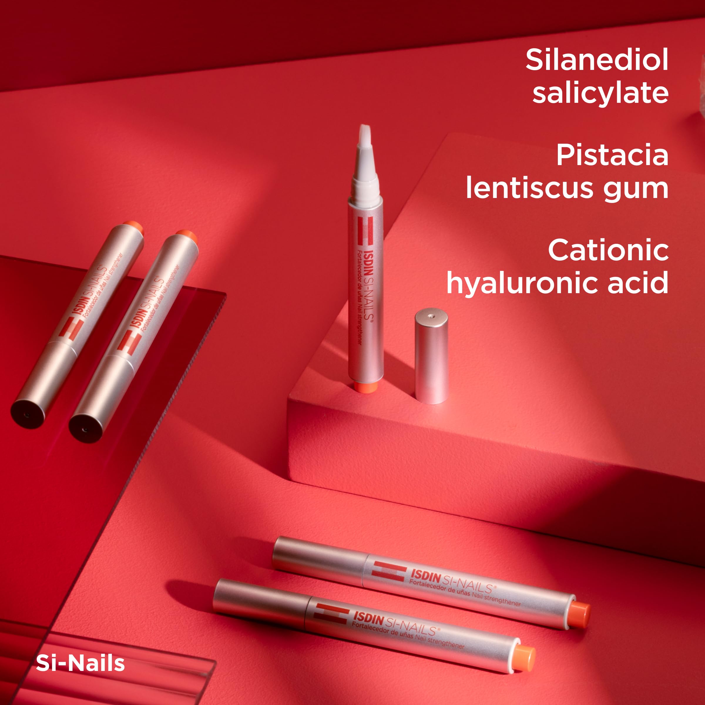 ISDIN Si-Nails ingredient graphic shows silicon and keratin support