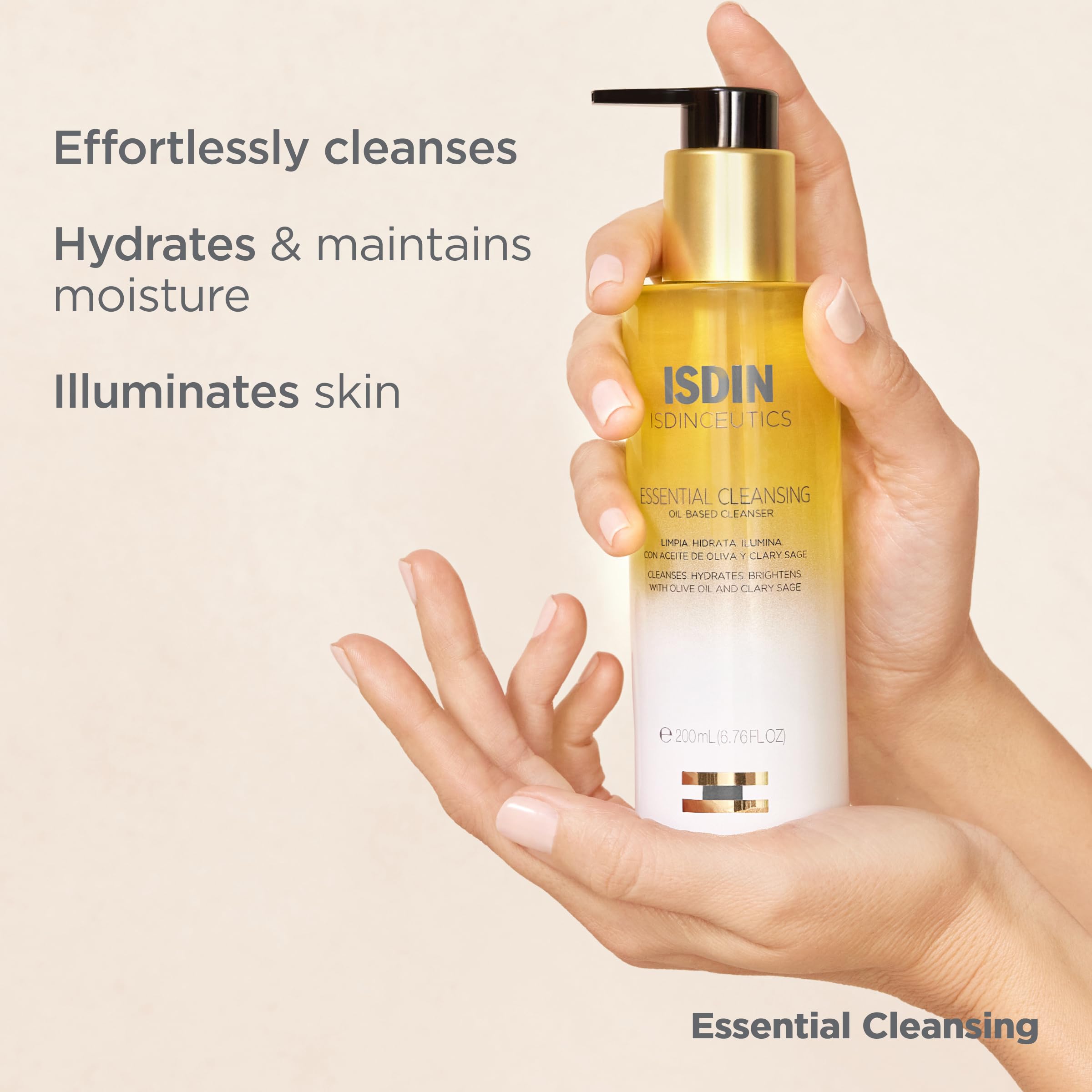 Isdinceutics Essential Cleansing Oil oil-to-milk action melts makeup.