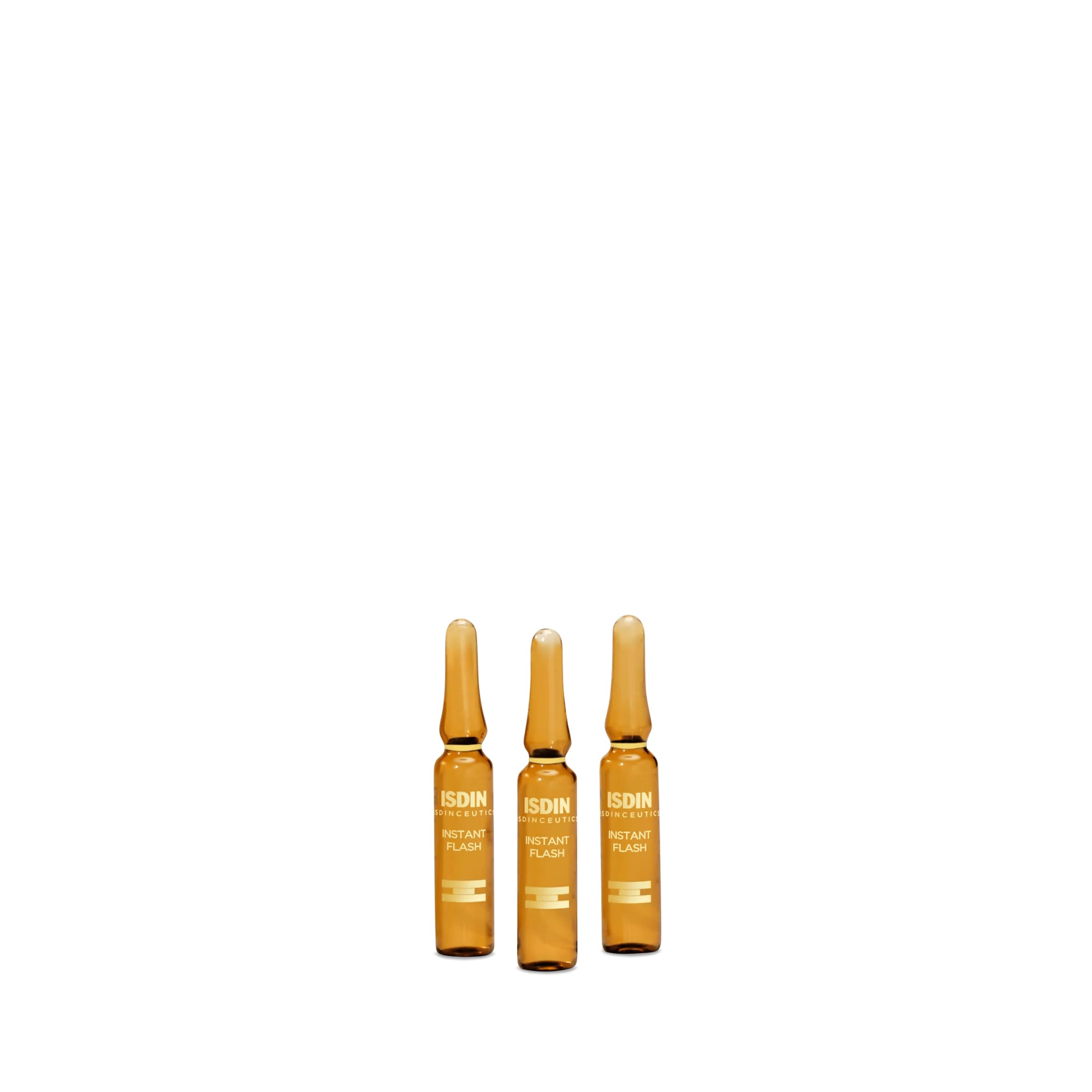 ISDIN Isdinceutics Instant Flash Serum bottle showing premium packaging and a firming impression