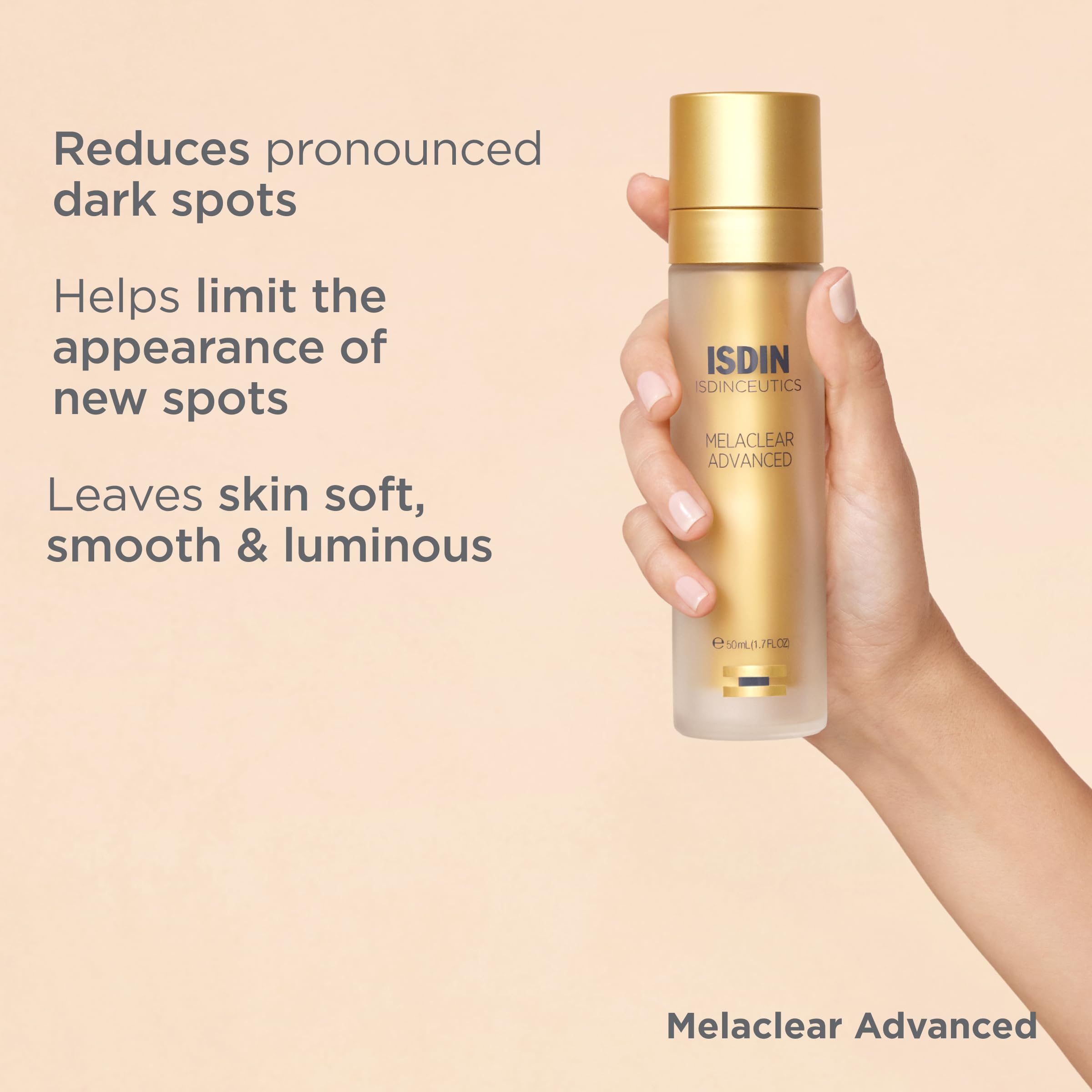ISDIN Melaclear Advanced application steps illustrate easy daily routine