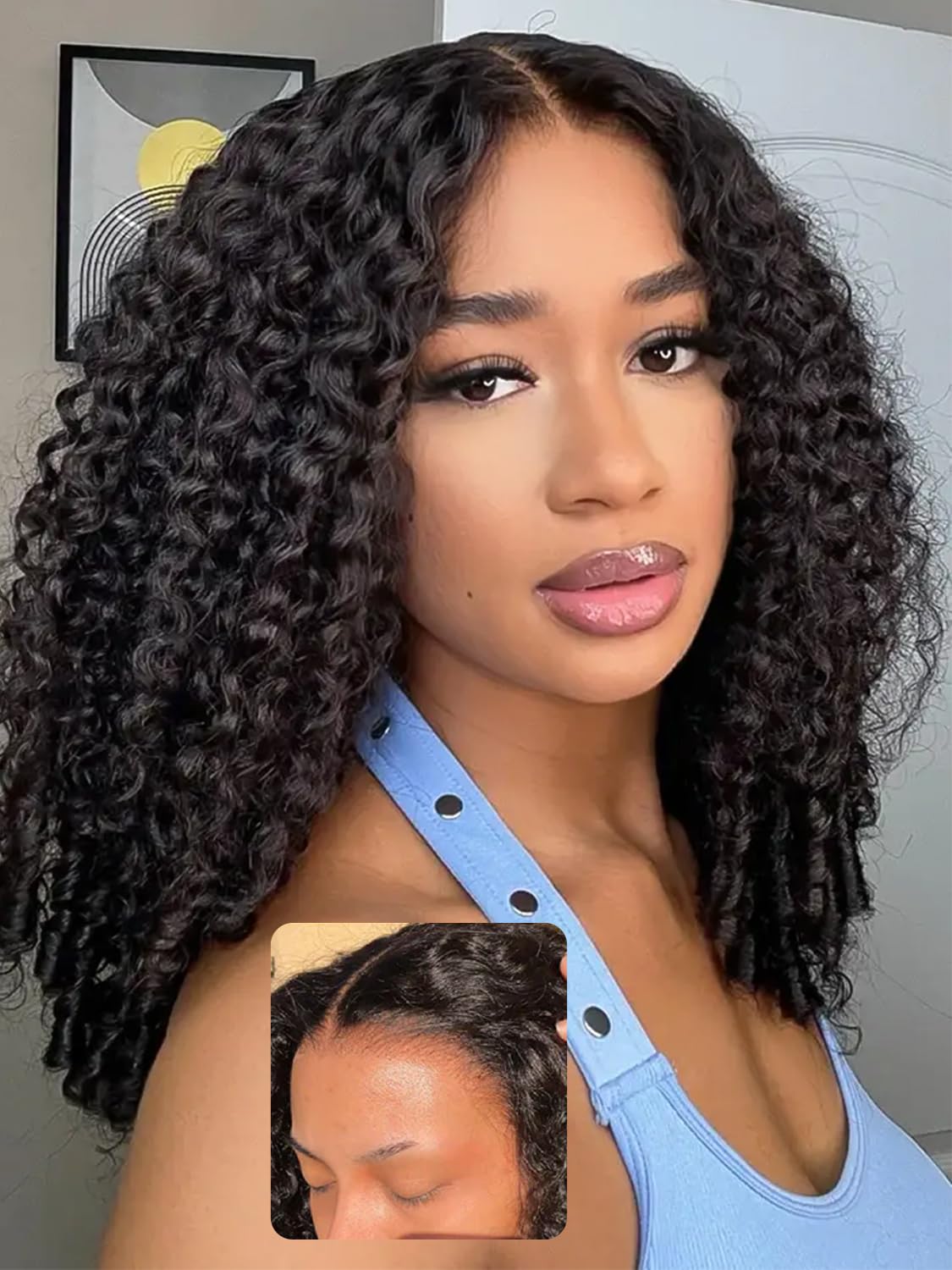 ISEE Burmese curly wig front view shows natural density for daily wear.