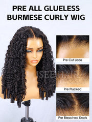 ISEE Burmese curly wig with pre-plucked hairline for easy styling.