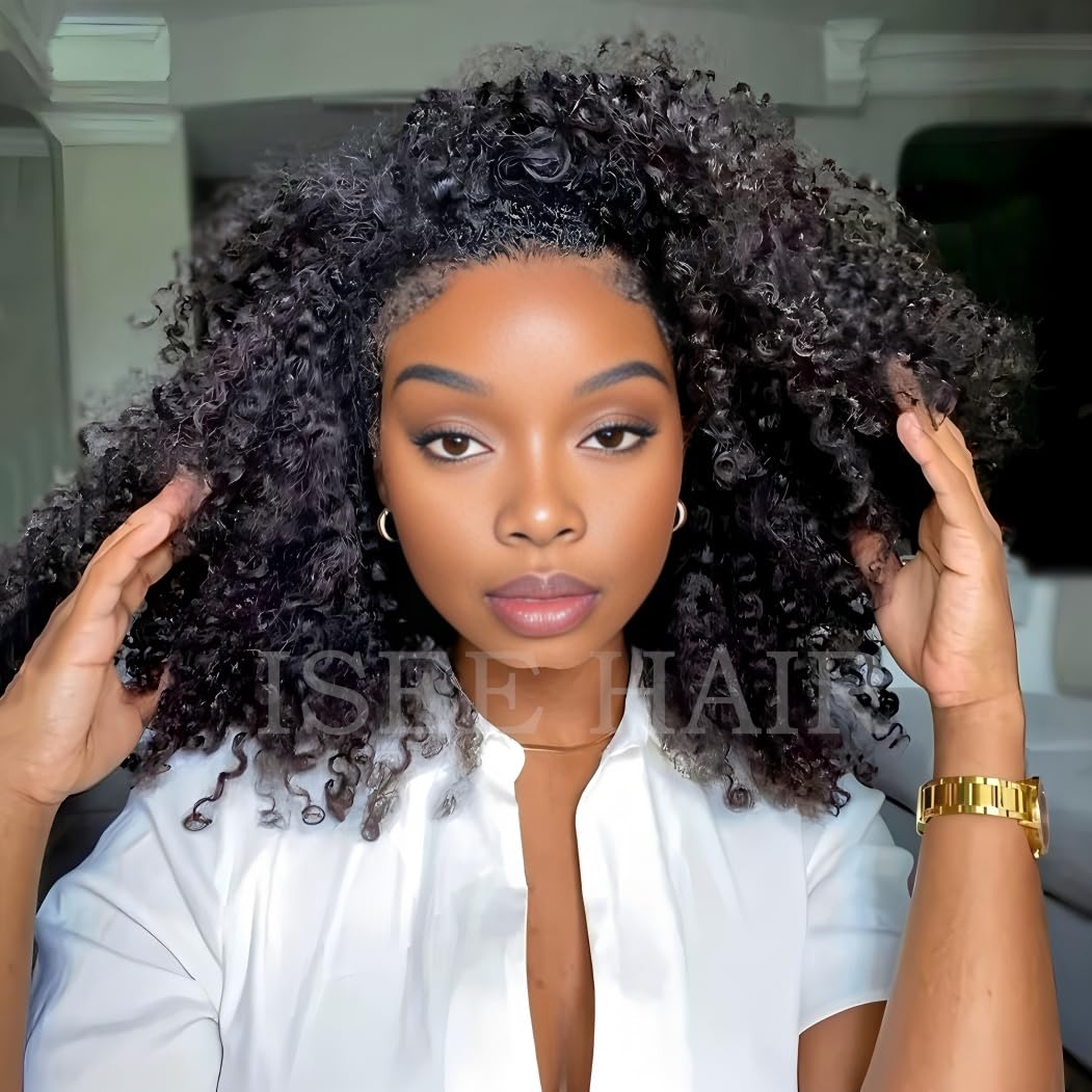 ISEE Half Wig glueless cap closeup highlights easy secure wear without glue
