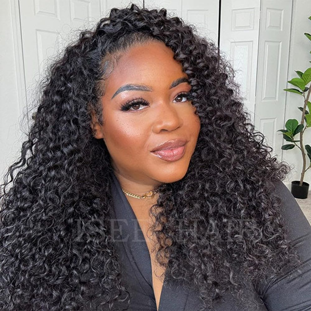 ISEE half wig styling options including flip-over and ponytail looks
