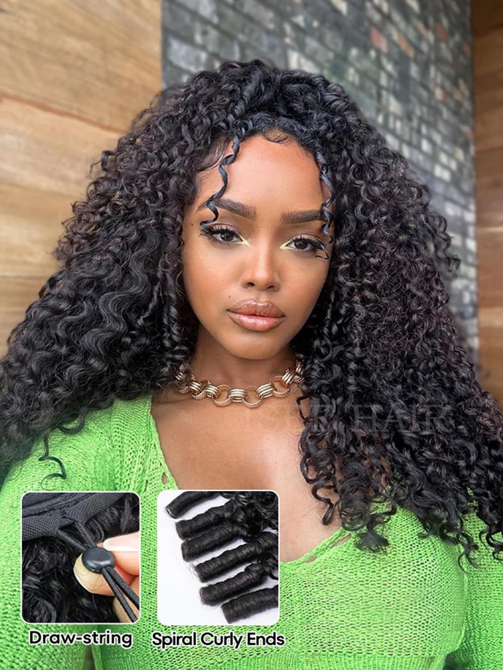 ISEE virgin hair half wig with spiral curls for seamless blending