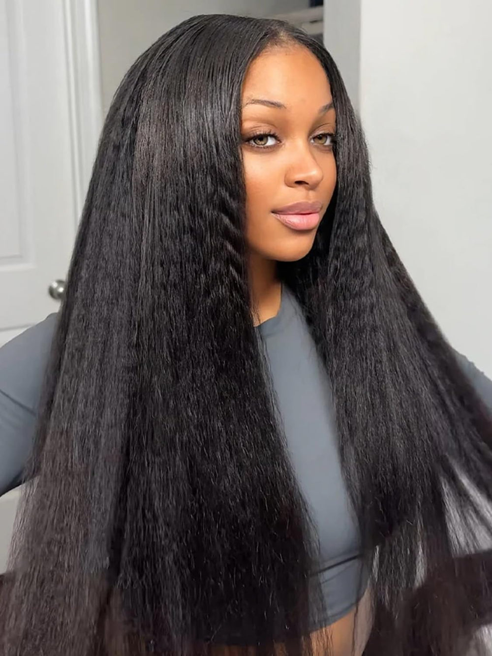 ISEE seamless clip-in wig demonstrates quick, easy installation.