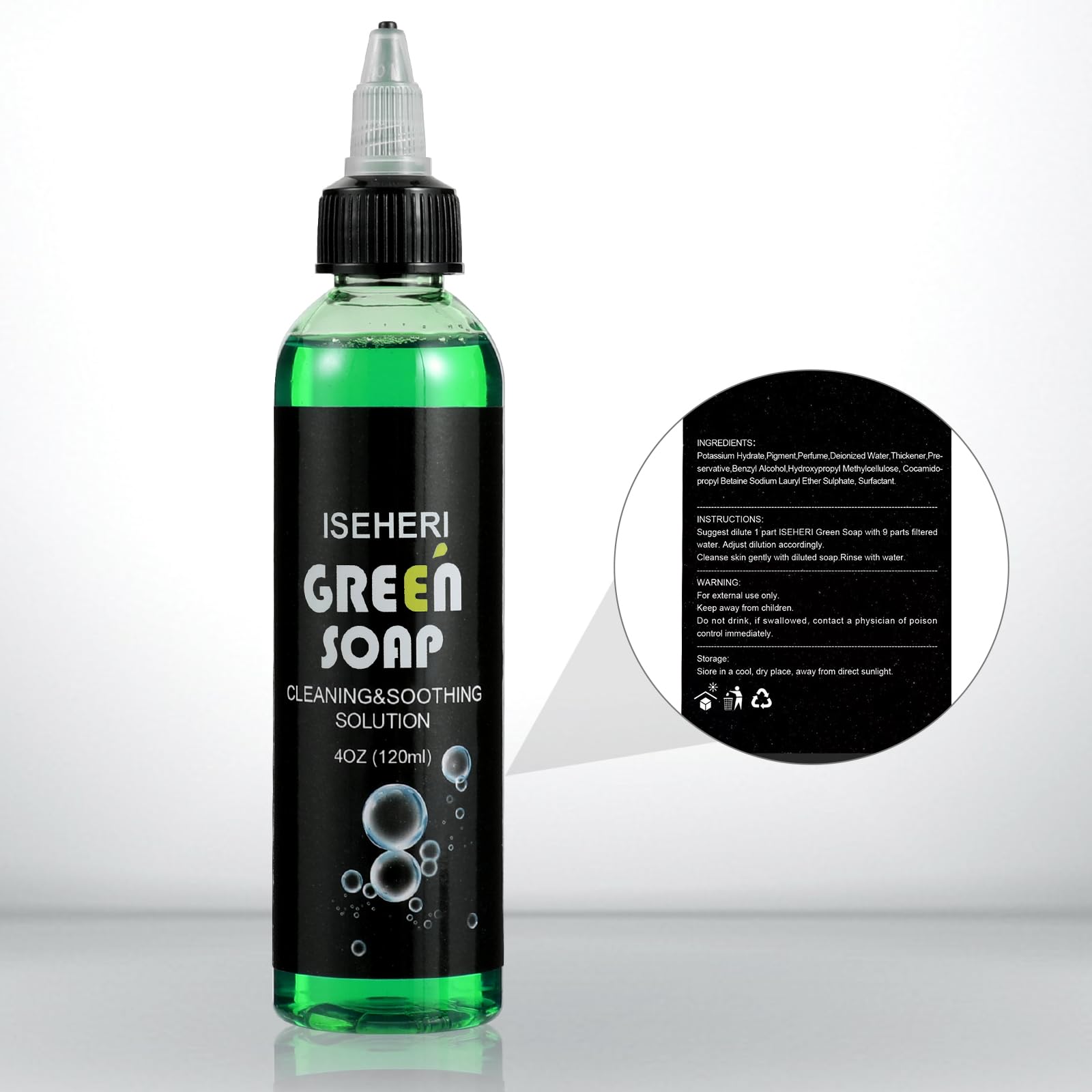iseheri green soap applied to skin before tattoo offers smooth cleansing and prepping.