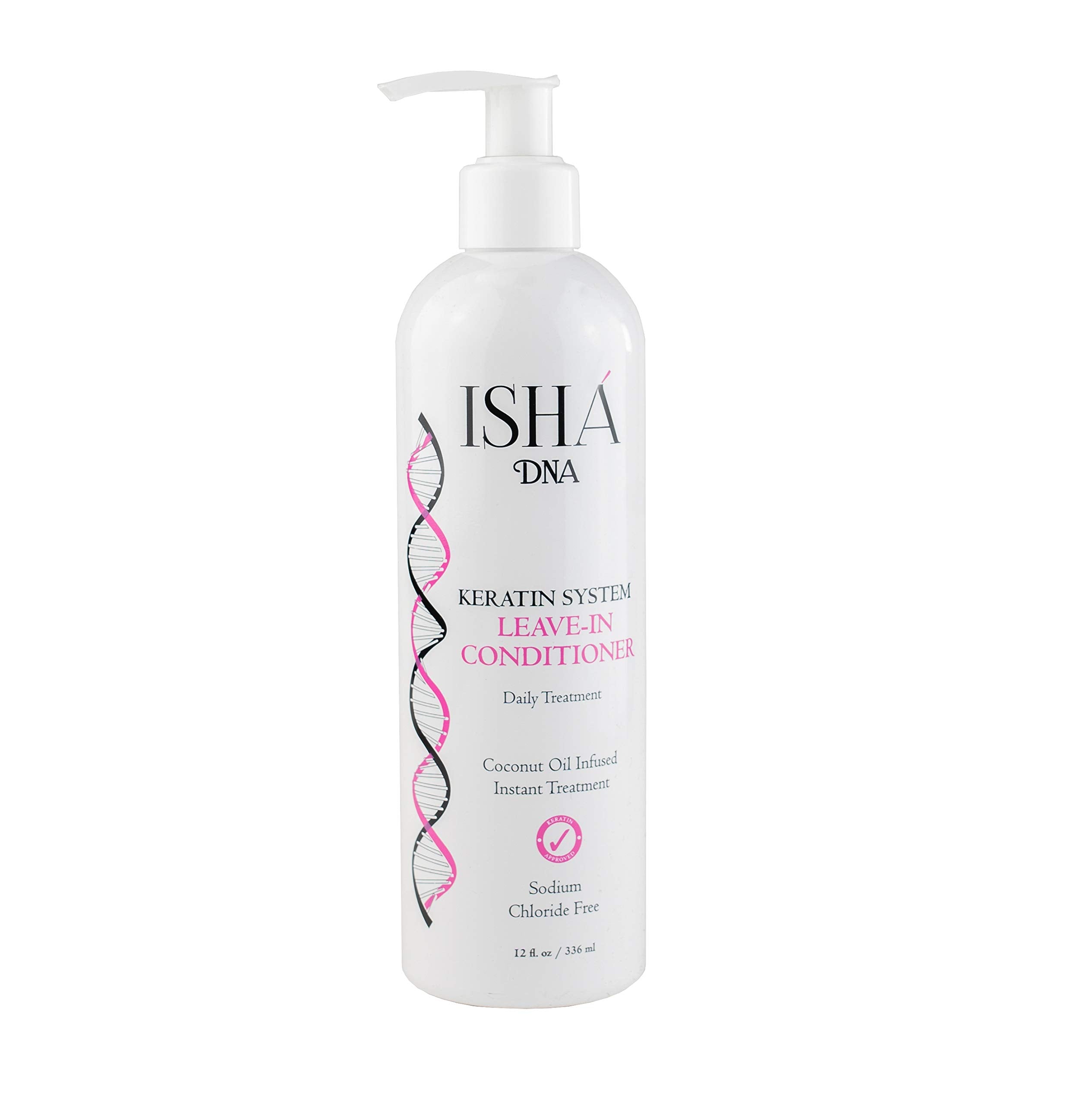 ISHA DNA Keratin Leave-In Conditioner bottle front view for detangling and shine