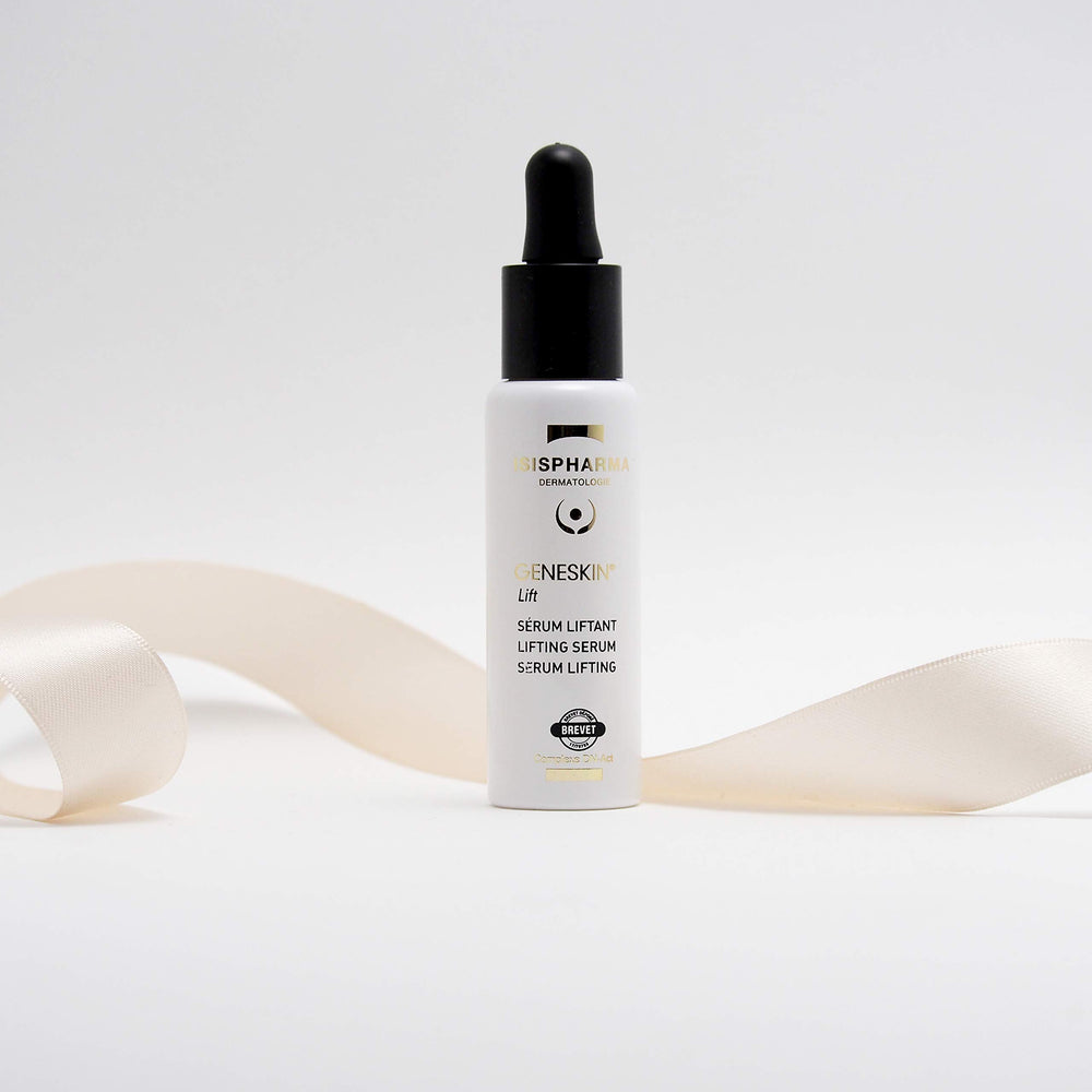 IsisPharma Geneskin Lifting Serum pump dispensing evenly for quick daily use.