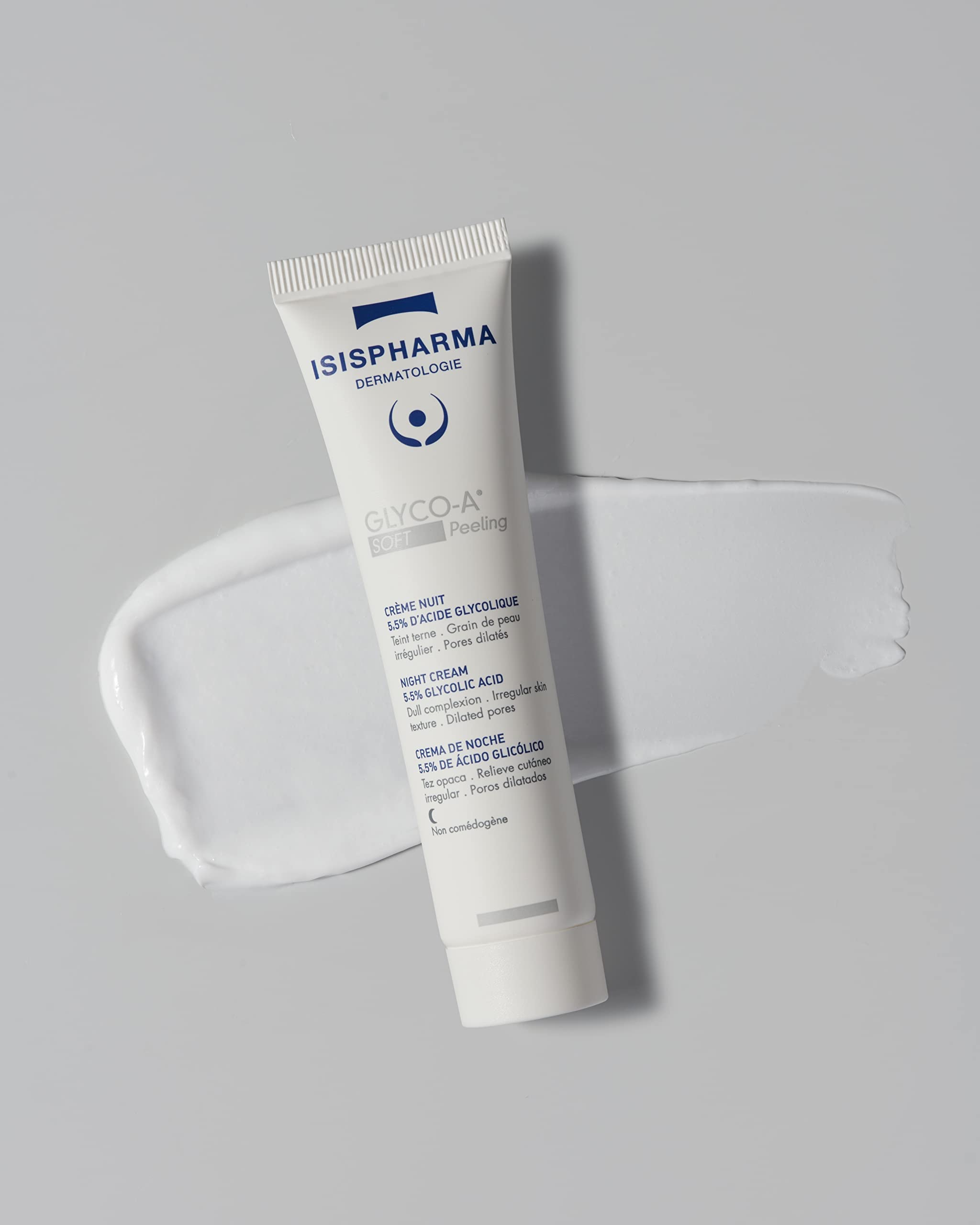 Texture close-up of IsisPharma Glyco-A Soft Peeling showing mild glycolic action.