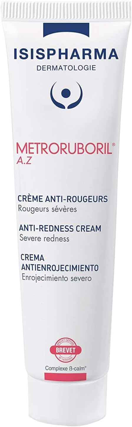 IsisPharma Metroruboril A.Z anti-redness cream 30ml tube reduces redness and nourishes skin.