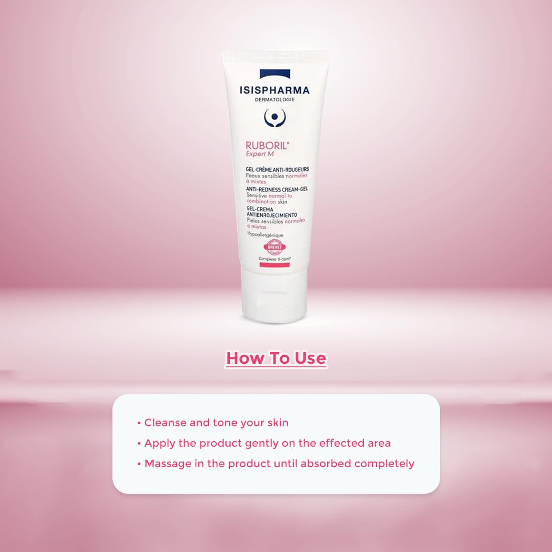 IsisPharma Ruboril Expert M tube shown for soothing, non-greasy redness relief