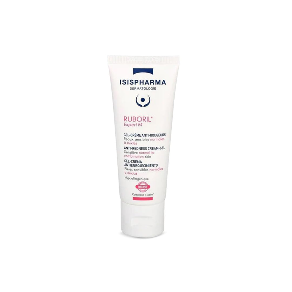 IsisPharma Ruboril Expert M bottle offering gentle anti-redness care for sensitive skin
