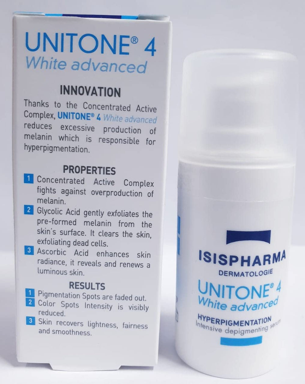 IsisPharma Unitone 4 White Advanced skin glow after use.
