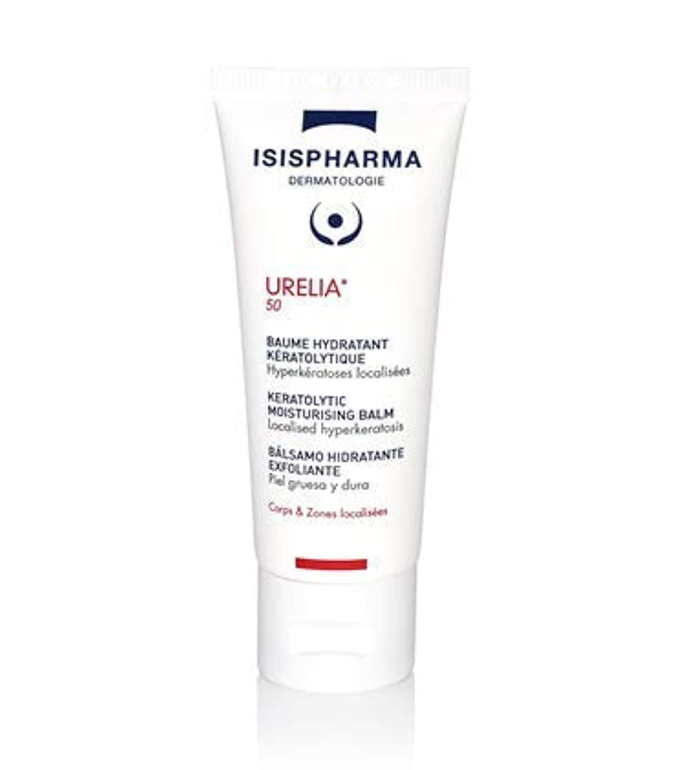 IsisPharma Urelia 50 ingredients close-up highlighting high urea concentration for moisture
