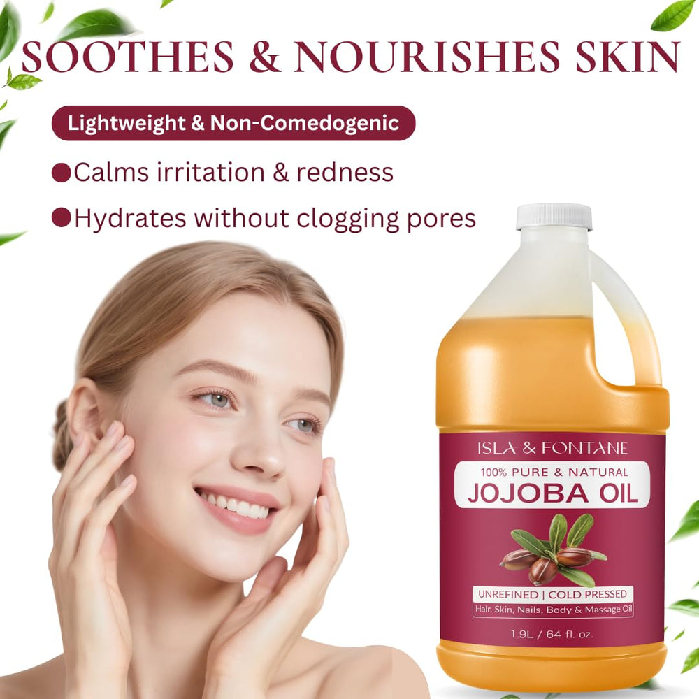 ISLA & FONTANE Jojoba Oil on skin delivers smooth, supple hydration.