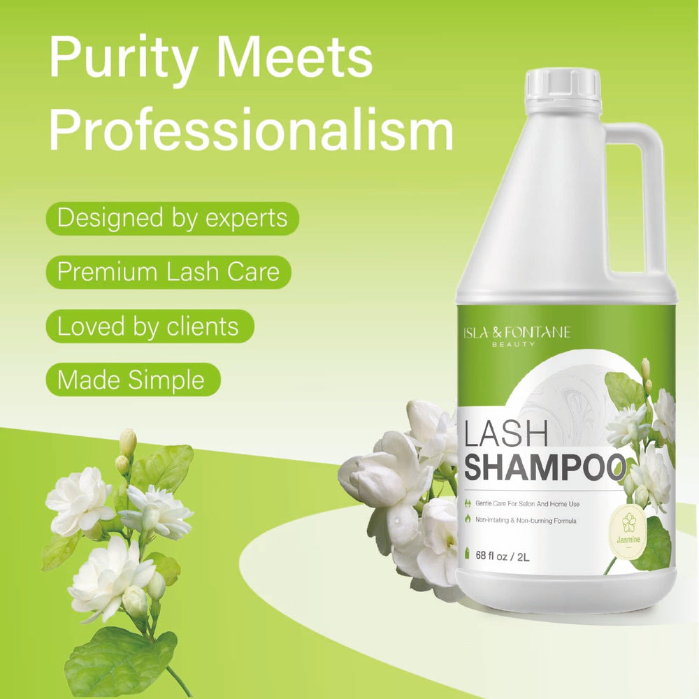 ISLA & FONTANE Lash Shampoo 2L bottle, ideal for high-frequency care.