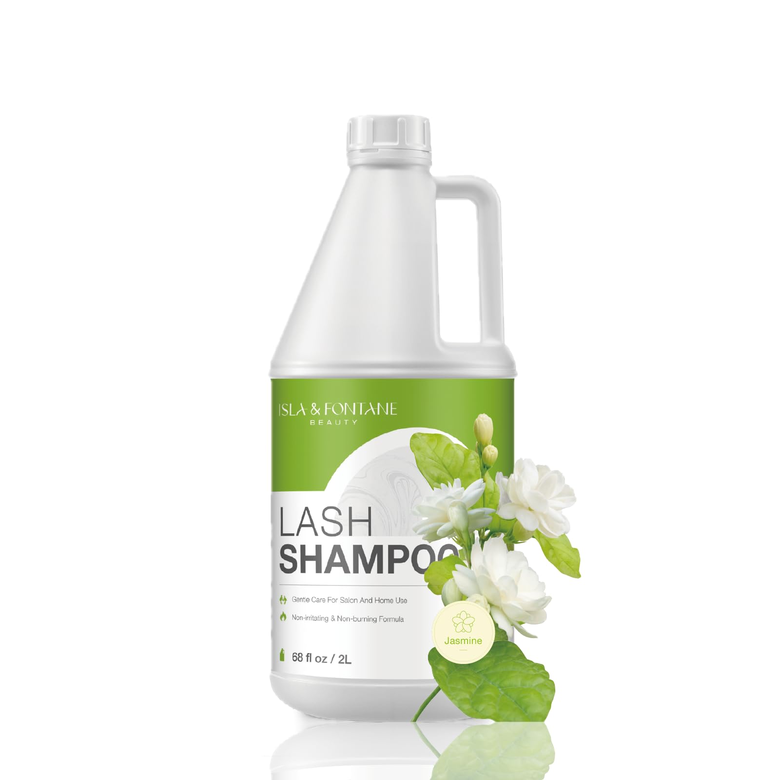 ISLA & FONTANE Lash Shampoo bottle front, gentle cleanse for extensions.