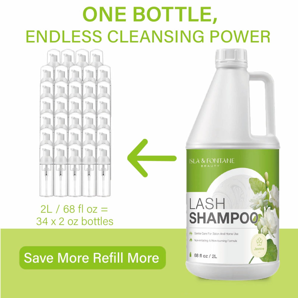 ISLA & FONTANE Lash Shampoo foam texture, rich airy lather.