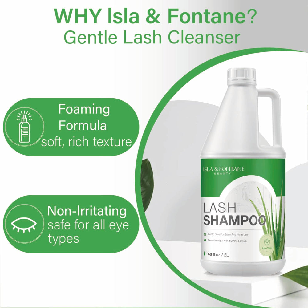ISLA & FONTANE Lash Shampoo foaming texture highlighting gentle cleansing