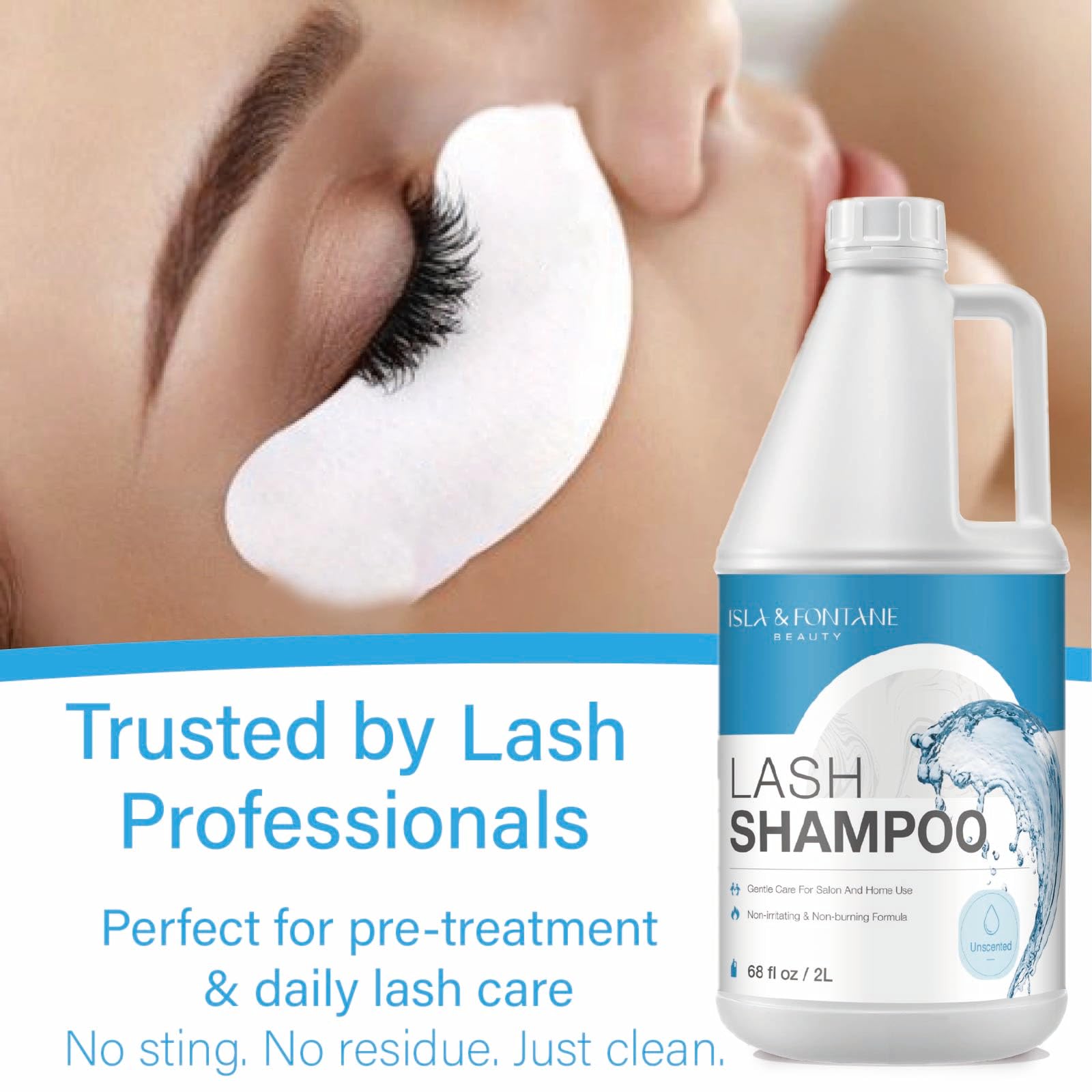 Foaming texture detail of ISLA & FONTANE Lash Shampoo for daily cleansing