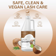 Rose-scented Isla and Fontane Lash Shampoo variation for a pleasant cleansing ritual.