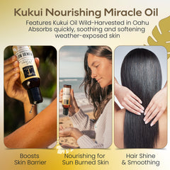 Island Essence Hawaiian blend pour showing quick absorption for daily care