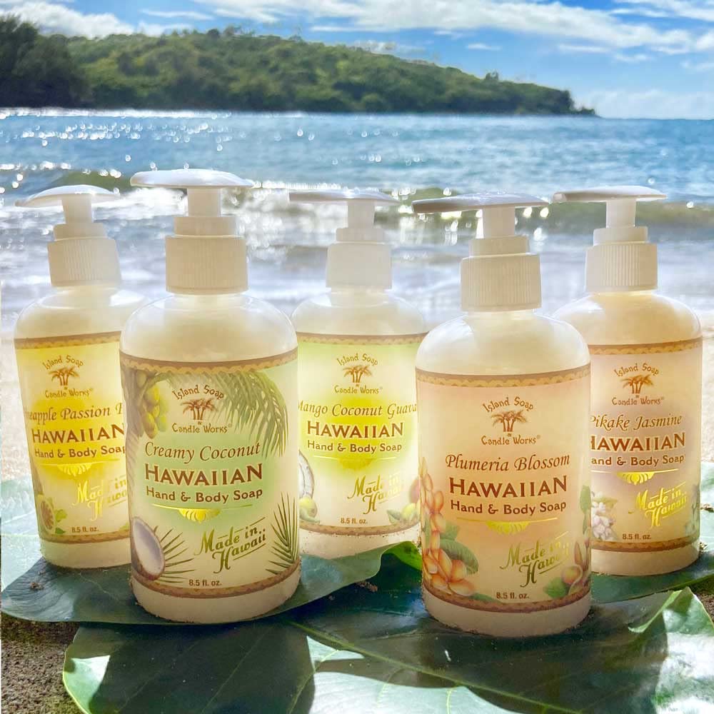 Island Soap & Candle Works gift-ready bottle showcases tropical skincare gift idea.