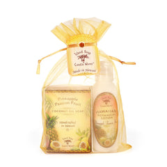 Island Soap & Candle Works organza gift set featuring passion fruit pineapple aroma for a tropical gift