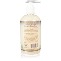 Island Soap & Candle Works Pikake Jasmine label close-up highlighting vegan, paraben-free formula.