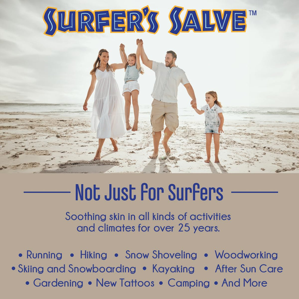 Island Soap & Candle Works Surfer's Salve application areas image showing hands applying balm