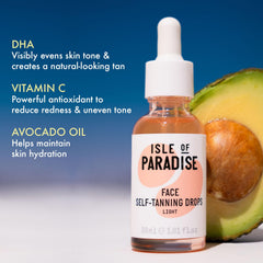 Face application with Isle of Paradise drops for a gradual, natural tan