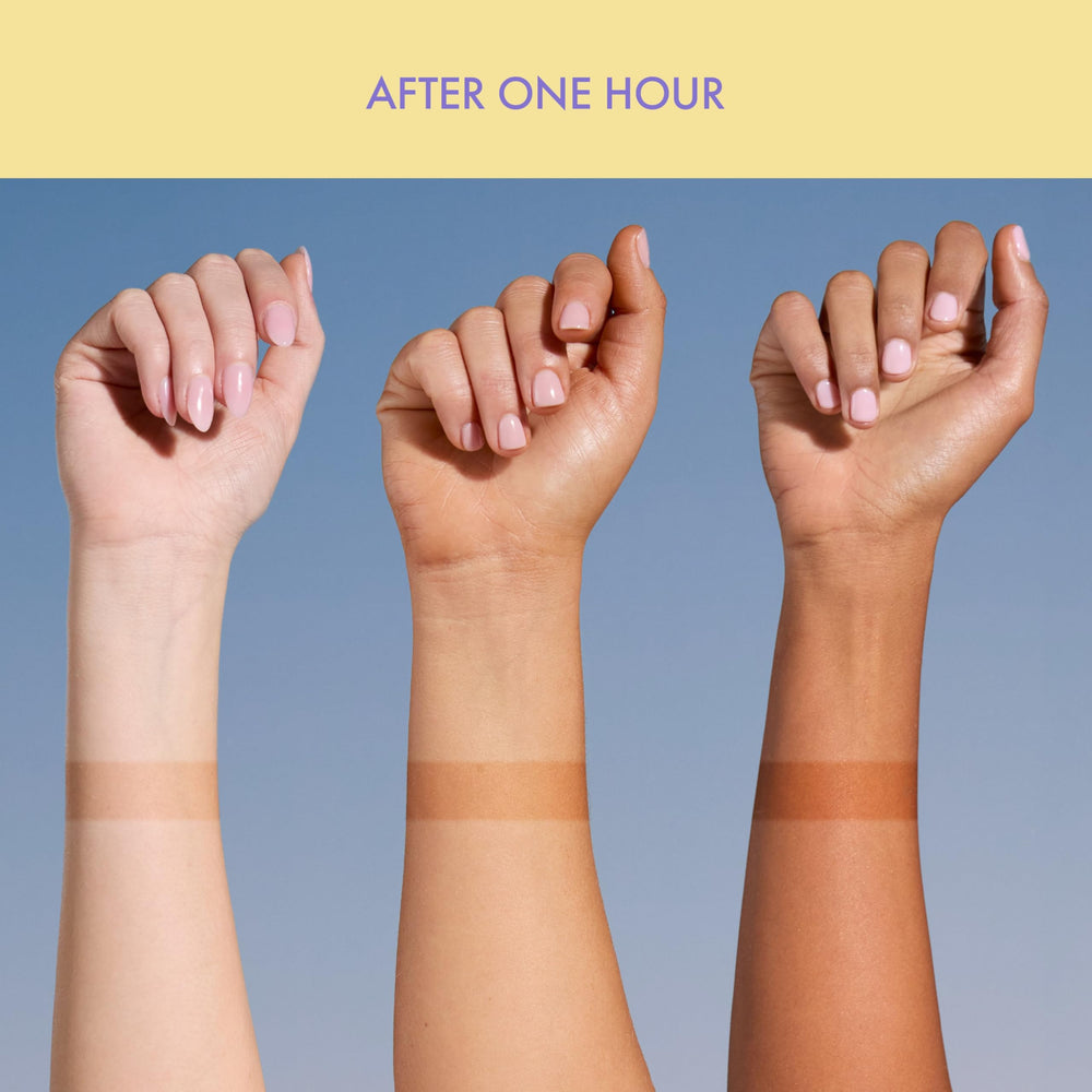 Isle of Paradise Express Tinted Self-Tan Mousse hydration formula locks in moisture for 24 hours.