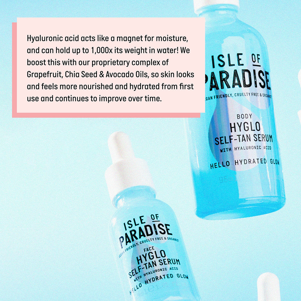Isle of Paradise Hyglo self-tan serum glow texture on skin