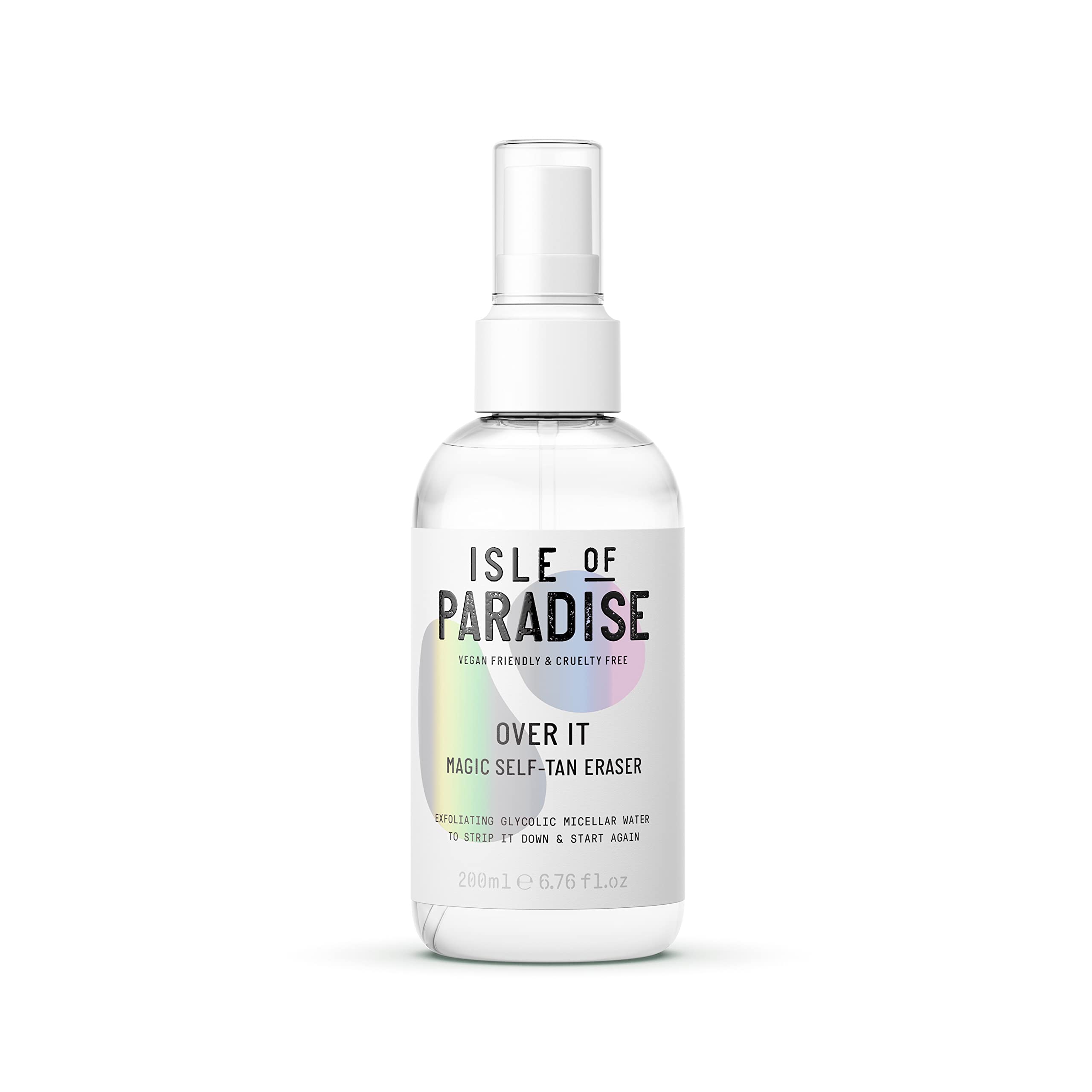 Isle of Paradise Over It self-tan eraser bottle, showing removal action.
