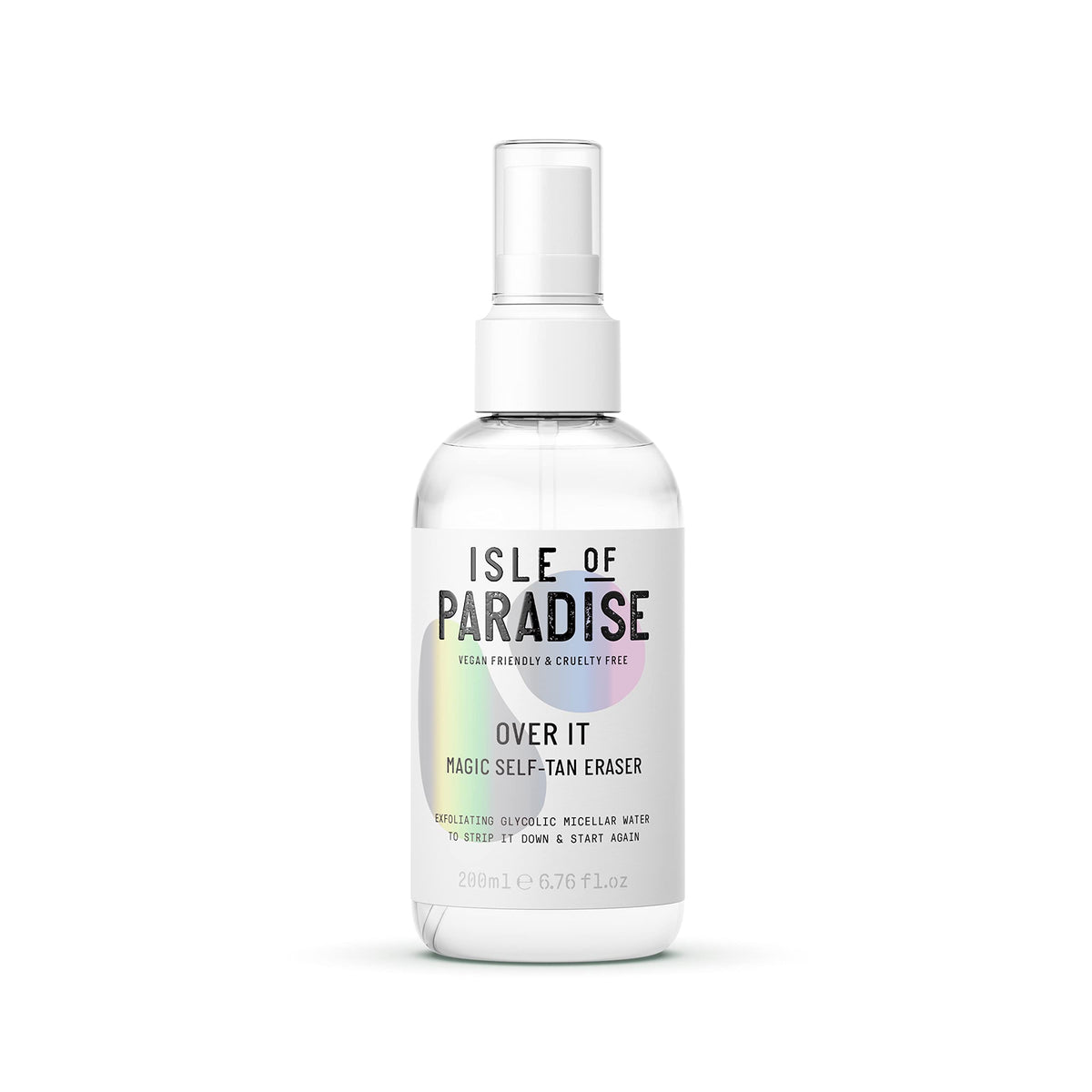 Isle of Paradise Over It self-tan eraser bottle, showing removal action.