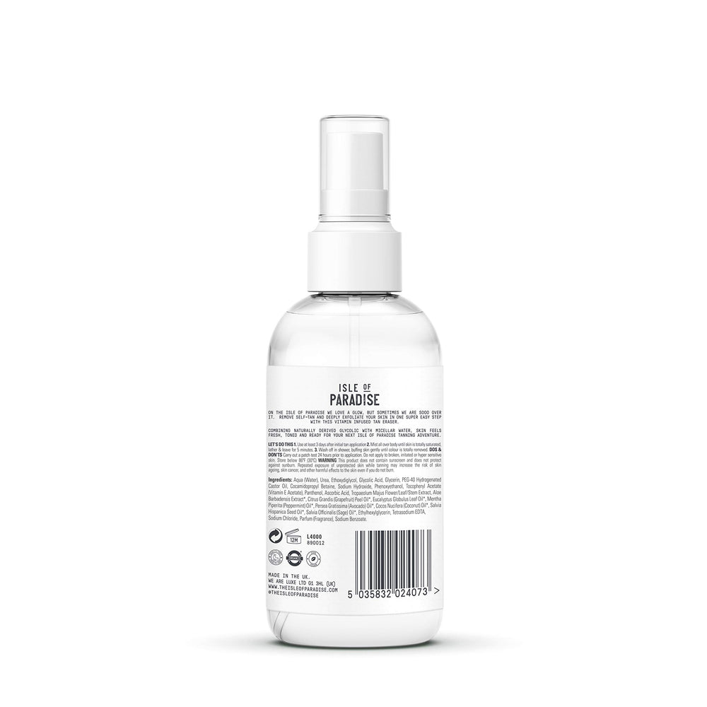 Isle of Paradise Over It micellar water for tan removal in action.