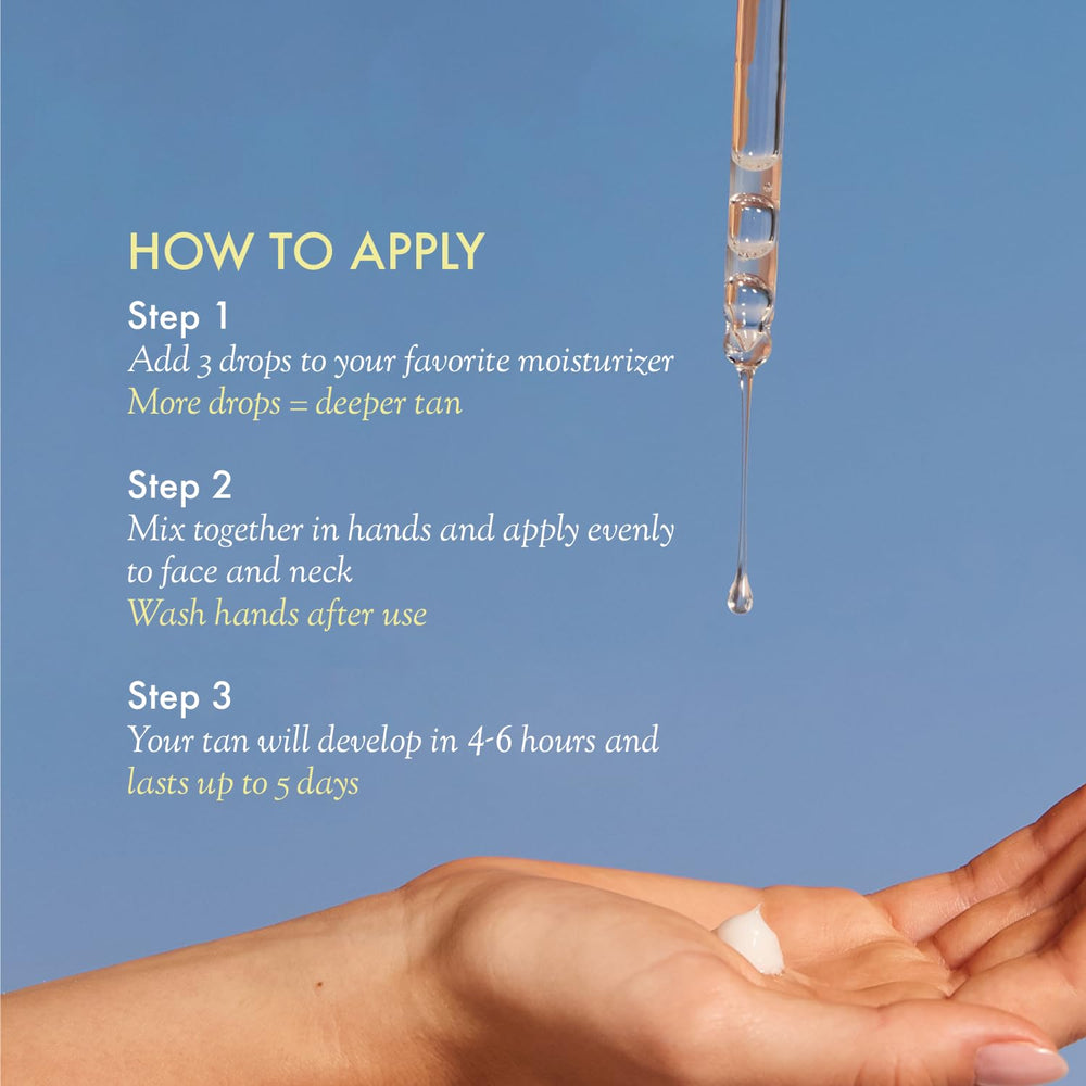 Isle of Paradise drops applied to the face for an even glow