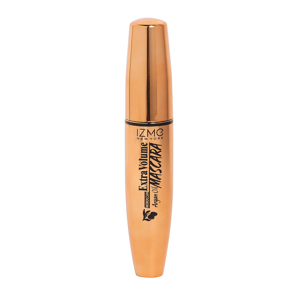 IZME argan oil mascara extra-volume bottle promotes bold lashes with nourishing formula.