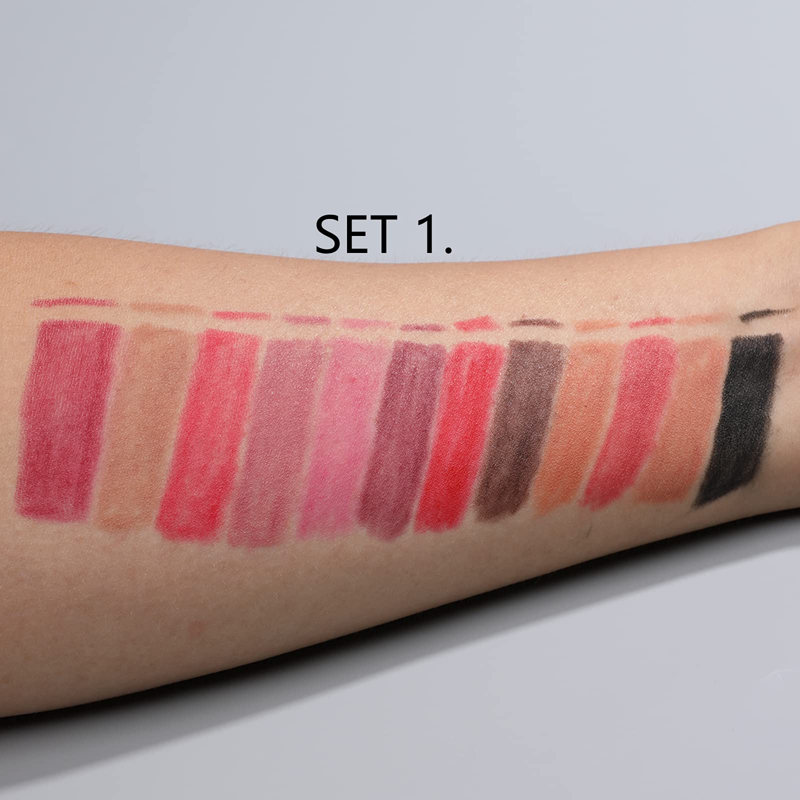 IS'MINE lip liner swatches on skin displaying long-wear color