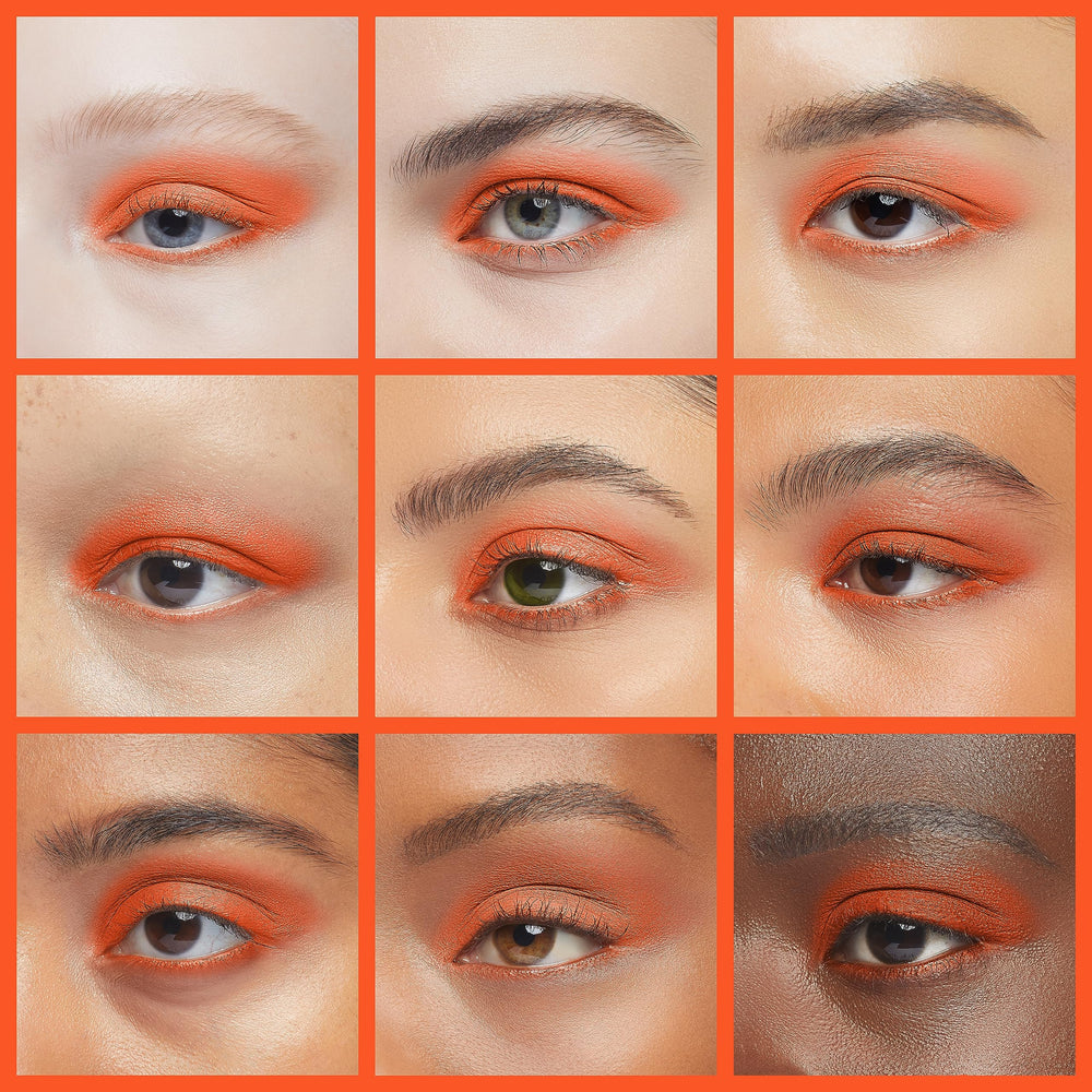 IS'MINE orange matte eyeshadow blended for a seamless finish.